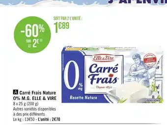 Géant Casino ELLE & VIRE Carré Frais Nature 0% M.G offre