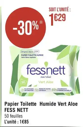 Géant Casino FESS NETT Papier Toilette Humide Vert Aloe offre