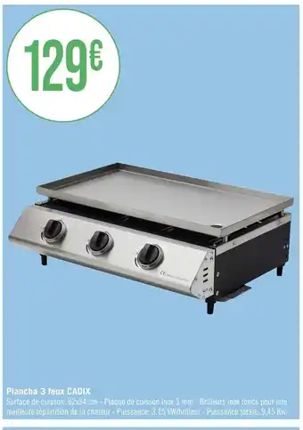 Plancha 3 feux CADIX