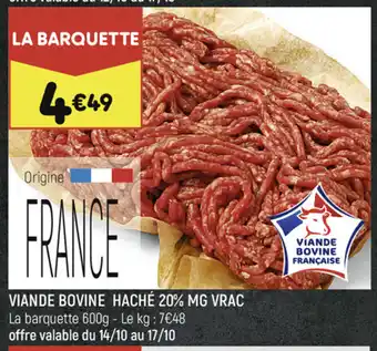 Leader Price Viande Bovine Haché 20% MG Vrac offre