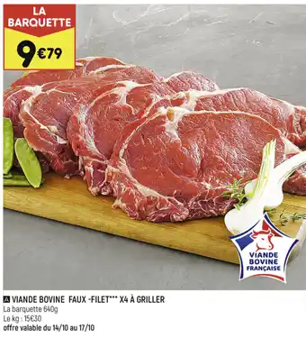 Leader Price Viande Bovine Faux-Filet X4 à Griller offre
