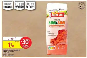 Intermarché Torsades Bon & Bon 100% Lentilles Corail Saint éloi offre