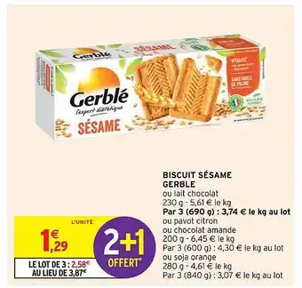 Intermarché Biscuit Sésame Gerblé offre