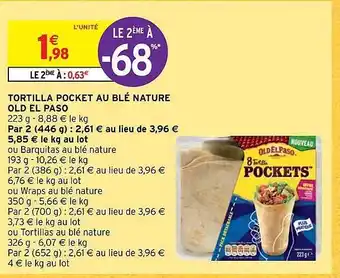Tortilla Pocket Au Blé Nature Old El Paso