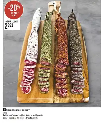 Saucisson fuet poivre