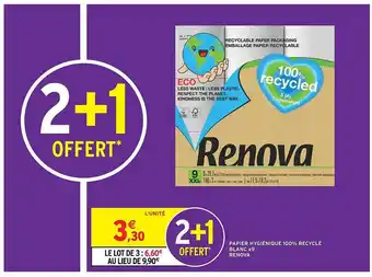 Intermarché Papier Hygiénique 100% Recyclé Blanc X9 Renova offre
