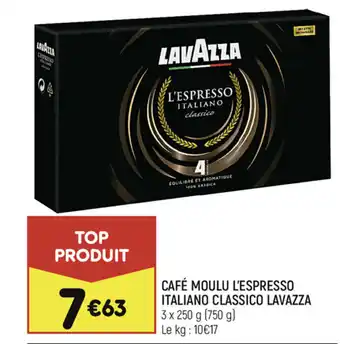 Leader Price Café Moulu L'Espresso Italiano Classico Lavazza offre