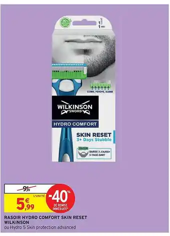 Intermarché Rasoir Hydro Comfort Skin Reset Wilkinson offre