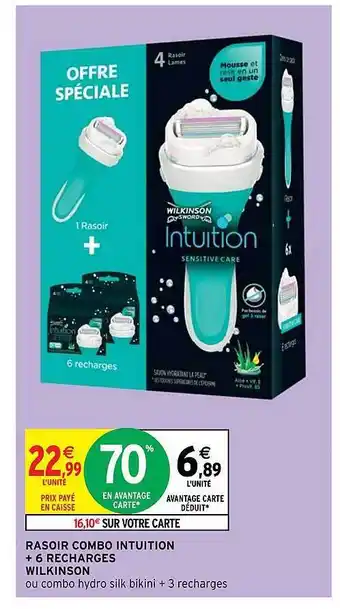 Intermarché Rasoir Combo Intuition + 6 Recharges Wilkinson offre