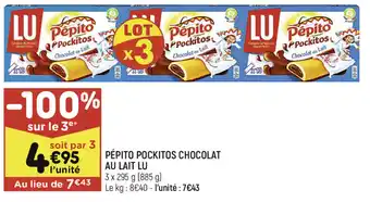 Leader Price Pépito Pockitos Chocolat Au Lait Lu offre