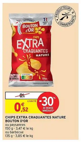 Chips Extra Craquantes Nature Bouton D'or