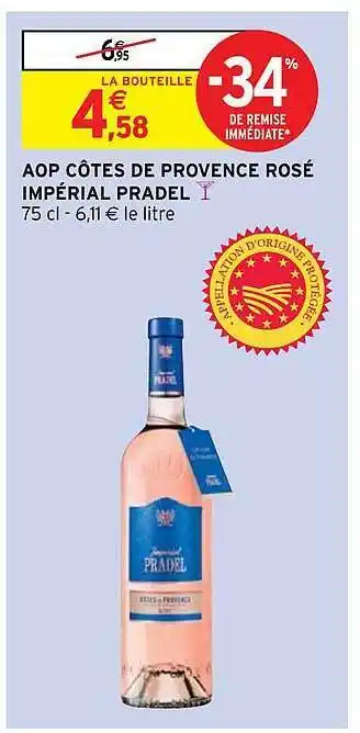 Intermarché Express Aop Côtes De Provence Rosé Impérial Pradel offre