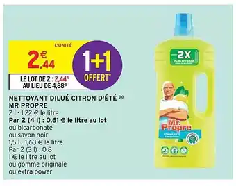 Intermarché Express Nettoyant Dilué Citron D'été Mr Propre offre