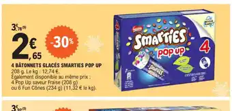 E.Leclerc 4 batonnets glaces smarties pop up offre