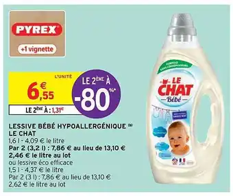 Intermarché Express Lessive Bébé Hypoallergénique Le Chat offre