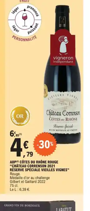 E.Leclerc AOP cotes du rhone rouge chateau correnson 2021 offre