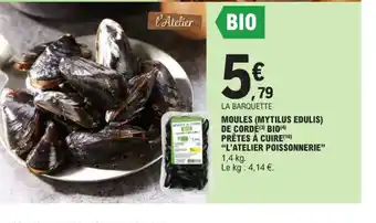 E.Leclerc Moules mytilus edulis de corde bio pretes a cuire offre