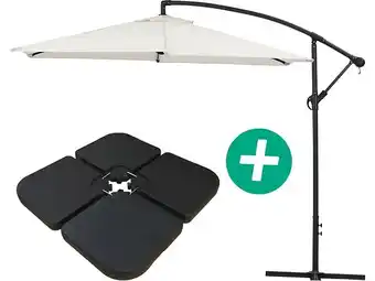 Brico Cash Parasol jardin déporté Alu Ilios - Rond - Ø 3 m - Ecru - Dalles incluses offre