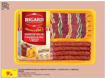 Intermarché Hyper Plateau Barbecue Malin : 5 Brochettes Boeuf + 4 Chipolatas + 4 Merguez Bigard offre