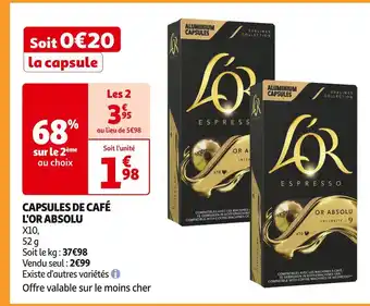 Auchan Supermarché L'OR CAPSULES DE CAFÉ ABSOLU offre