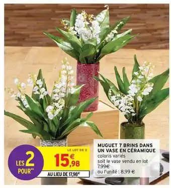 Intermarché Hyper Muguet 7 Brins Dans Un Vase En Céramique offre
