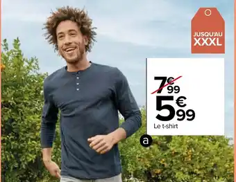 Carrefour T-shirt col tunisien homme 100% coton offre