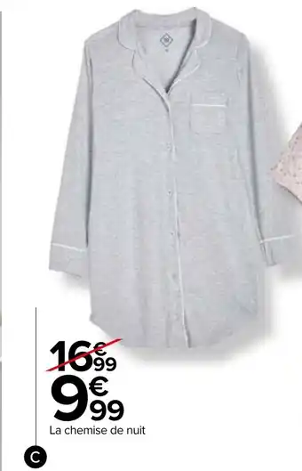 Promo Chemise de nuit femme 95 viscose chez Carrefour