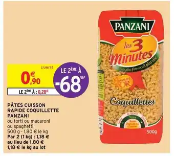 Intermarché Hyper Pâtes Cuisson Rapide Coquillette Panzani offre