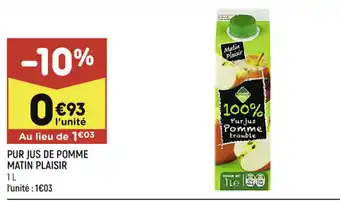 Leader Price Pur Jus de Pomme Matin Plaisir offre