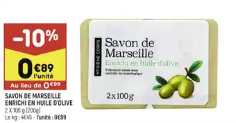 Leader Price Savon de Marseille Enrichi en Huile d'Olive offre
