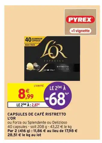 Intermarché Hyper Capsules De Café Ristretto L'or offre