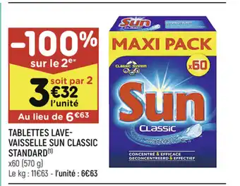 Leader Price Tablettes Lave-Vaisselle Sun Classic Standard offre