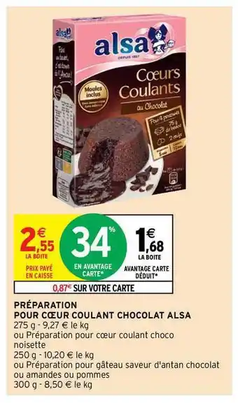 Intermarché Hyper Préparation Pour Coeur Coulant Chocolat Alsa offre
