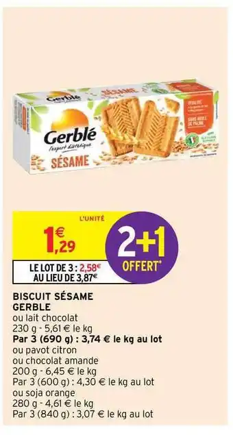 Intermarché Hyper Biscuit Sésame Gerblé offre