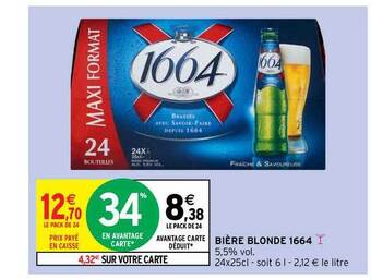 Intermarché Hyper Bière Blonde 1664 offre