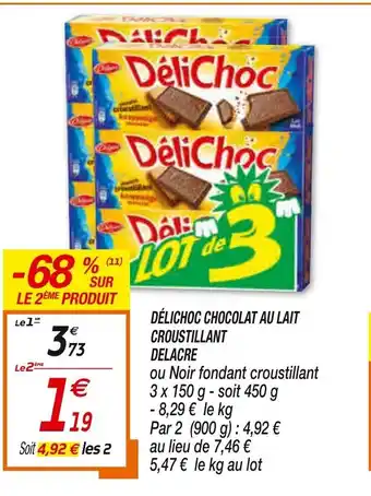 Netto Délichoc Chocolat au Lait Croustillant Delacre offre