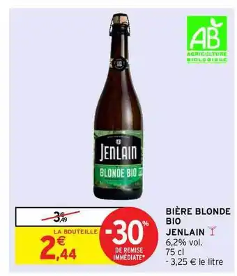 Intermarché Hyper Bière Blonde Bio Jenlain offre