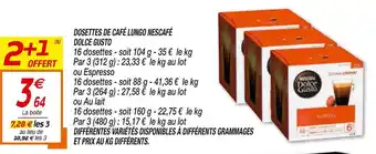 Netto Dosettes de Café Lungo Nescafé Dolce Gusto offre
