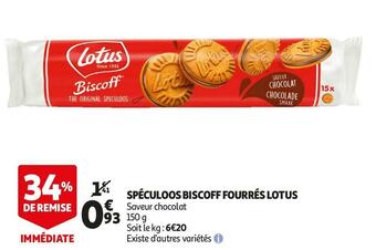 Auchan Lotus spéculoos biscoff fourrés offre
