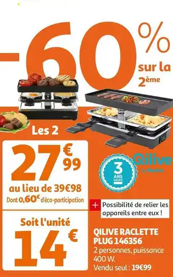 Auchan Qilive qilive raclette plug 146356 offre