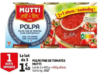 Auchan Mutti pulpe fine de tomates offre