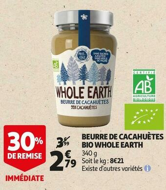 Auchan Whole earth beurre de cacahuètes bio whole earth offre