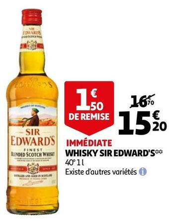 Auchan Sir edward's whisky offre