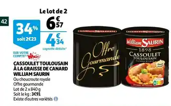 William saurin cassoulet toulousain à la graisse de canard