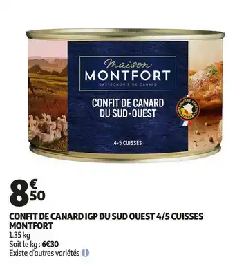 Auchan Montfort confit de canard igp du sud ouest 4/5 cuisses offre