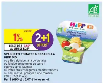 Spaghetti Tomates Mozzarella Hipp Bio