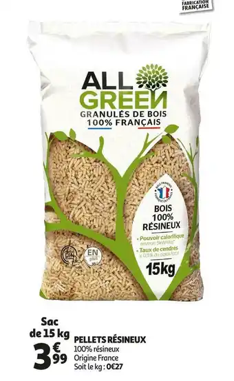 Auchan All green pellets résineux offre