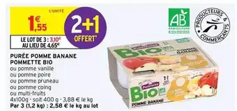 Intermarché Hyper Purée Pomme Banane Pommette Bio offre