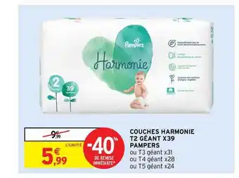 Intermarché Hyper Couches Harmonie T2 Géant X39 Pampers offre
