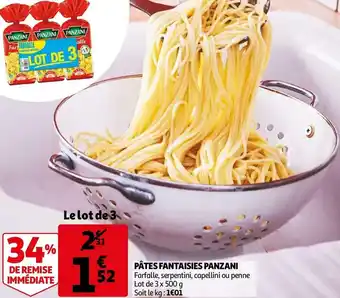 Auchan Panzani pâtes fantaisies offre
